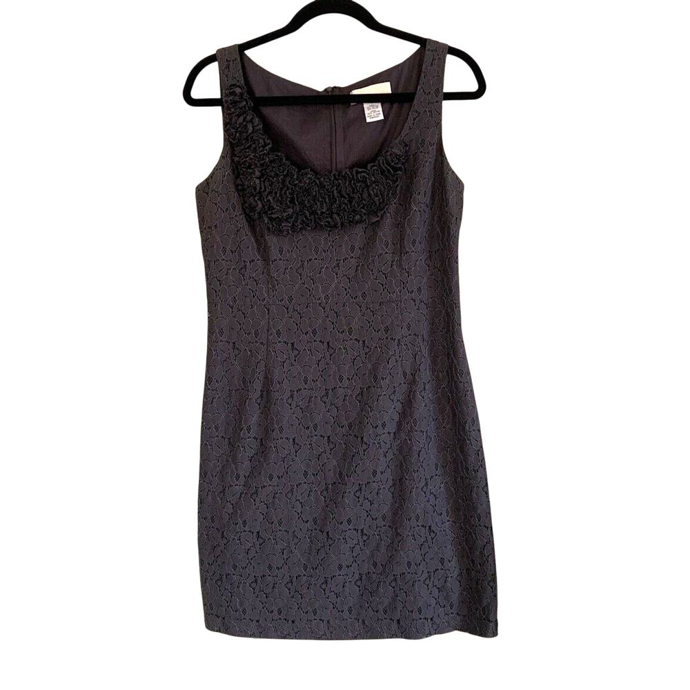Anthropologie Tabitha Gray Lace Sleeveless Sheath Dress Lined Sz 10 Neck Detail